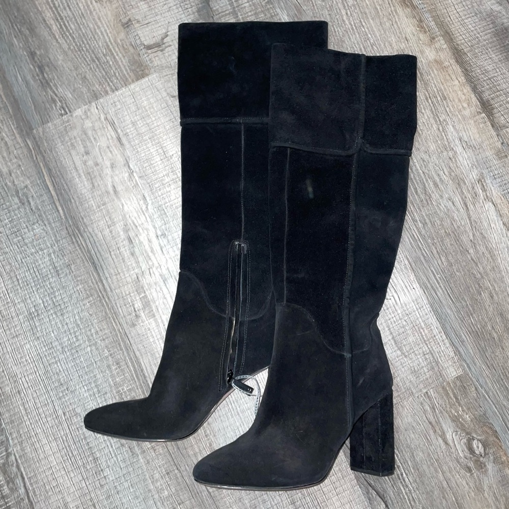 Womens Black Suede Boots Size 10 Over the Knee Suede Heels SEXY NEW ~ AD Daughte
